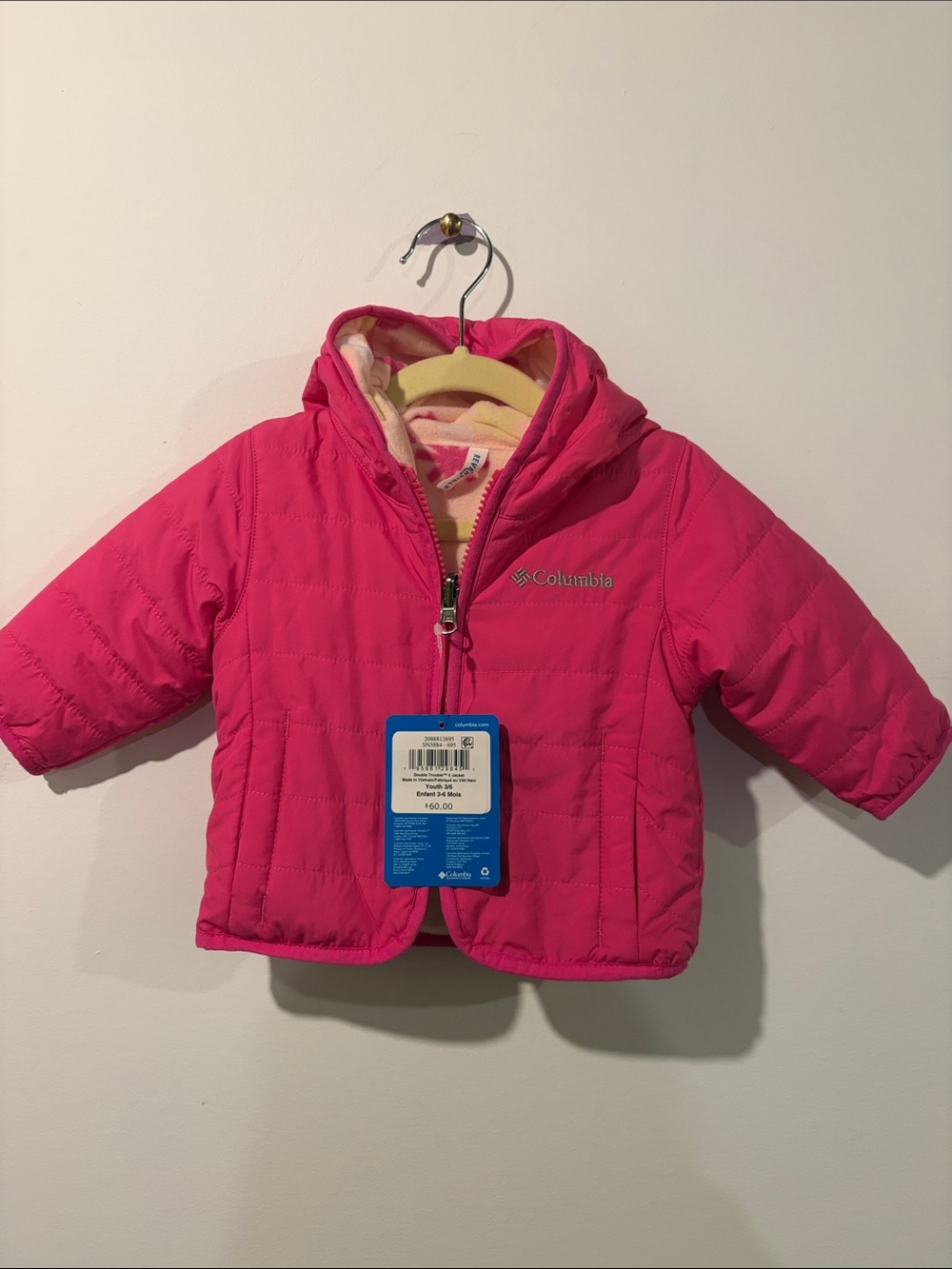 Columbia Baby Girl Pink Hooded Puffer Jacket 3-6 Months NEW